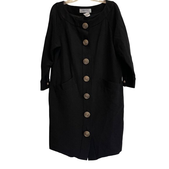 Vintage Chetta B Neiman Marcus Black Button-Down Dress 80's Mature Classic‎ Chic - Picture 1 of 12